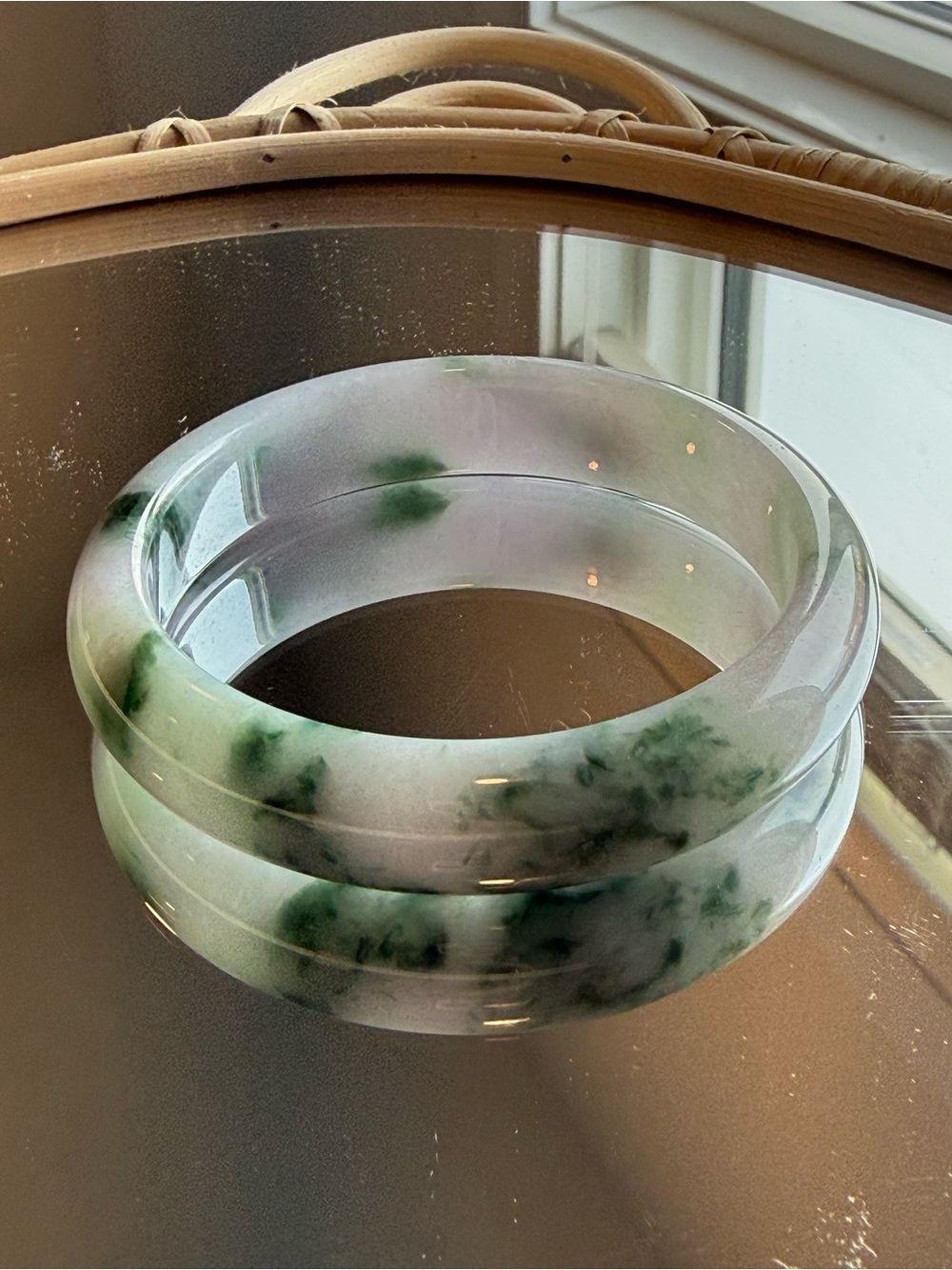 $4000CAD GIA Appraisal Jade-Inspired Green & White Bangle Bracelet size 58mm - Picture 10 of 14